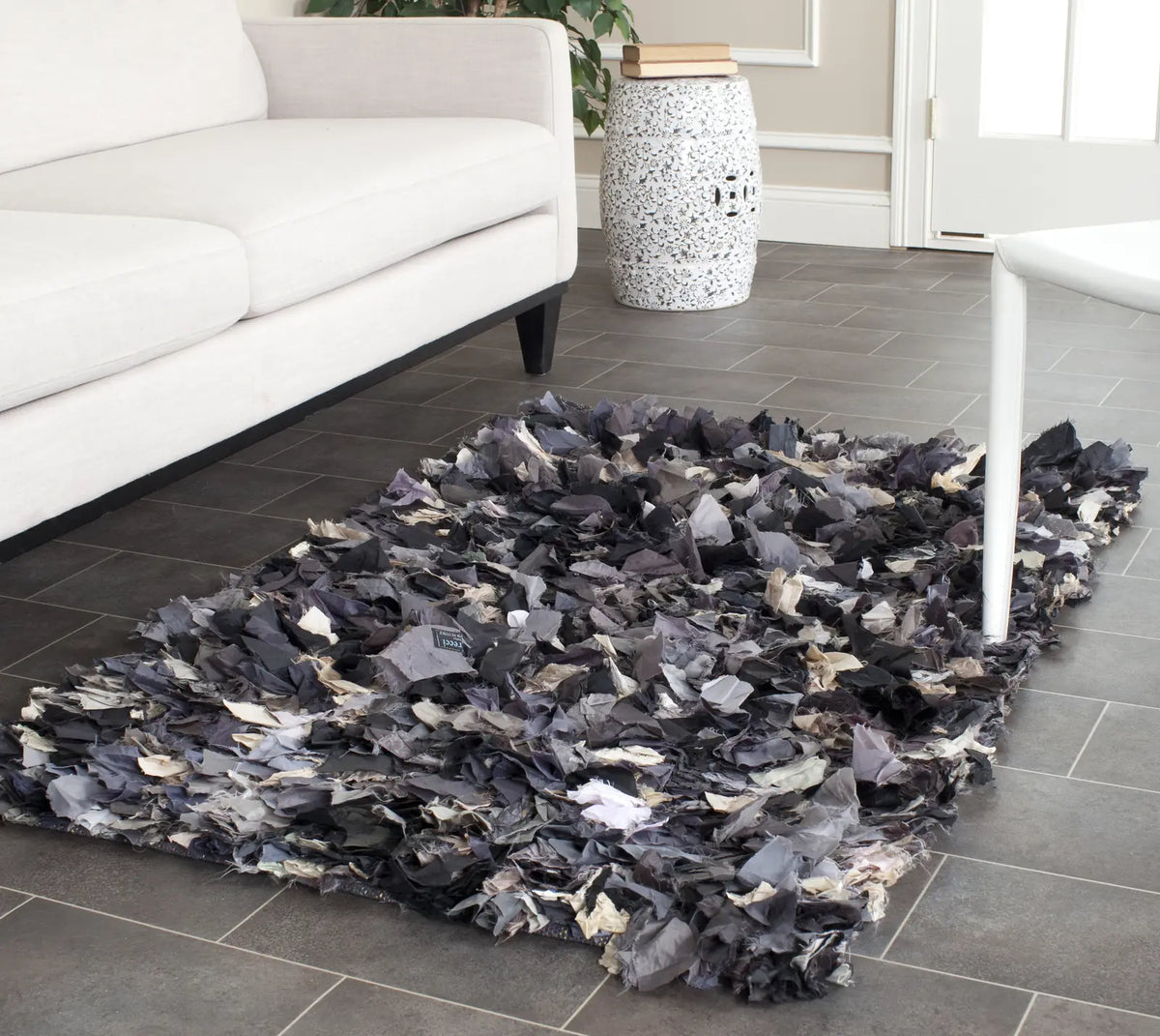 Safavieh Rio Shag 3'-0" x 5'-0" Rug in Dark Grey / Multi