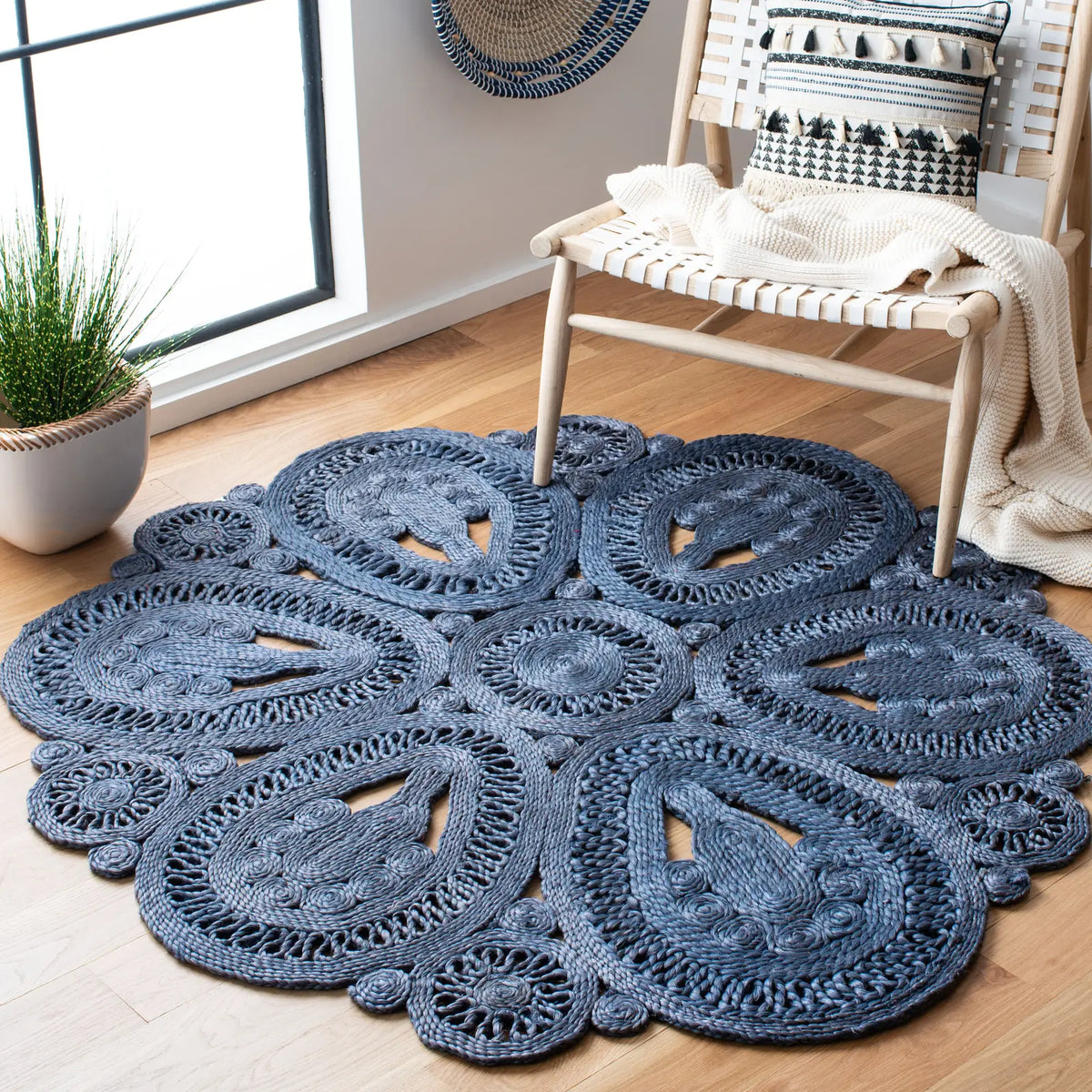 Safavieh Natural Fiber 5'-0" x 5'-0" Rug in Navy