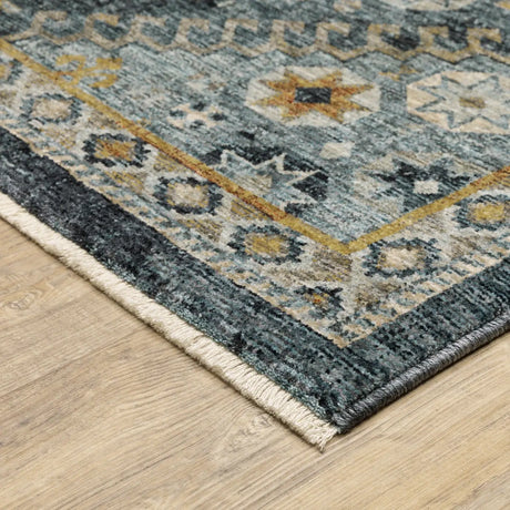 Oriental Weavers Sphinx Aberdeen 7150B Blue/ Gold Rugs - corner detail