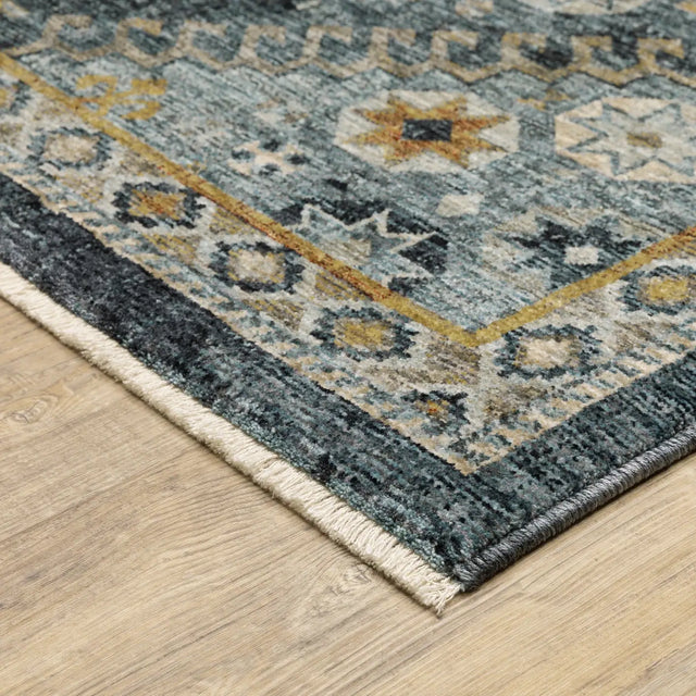 Oriental Weavers Sphinx Aberdeen 7150B Blue/ Gold Rugs - corner detail