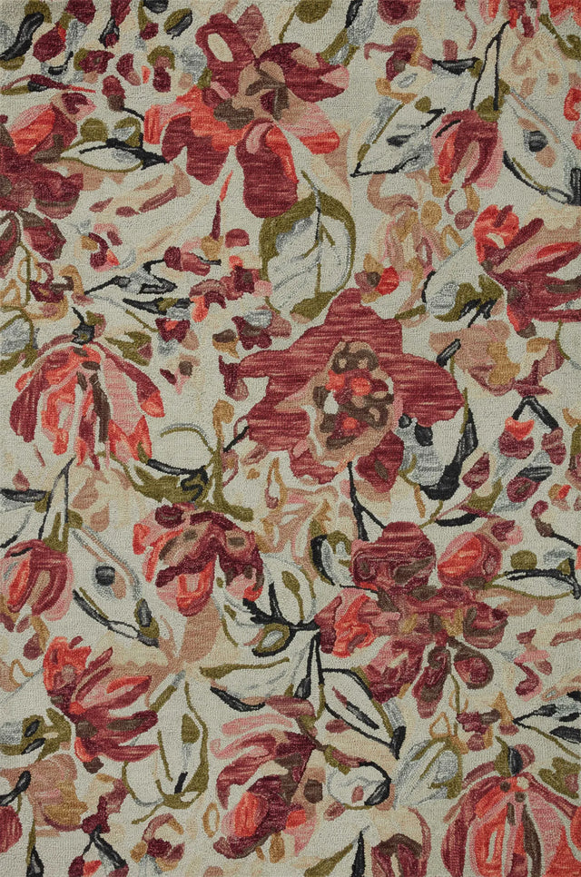 Loloi Belladonna Blm-01 Ivory/Raspberry Rug - main flat