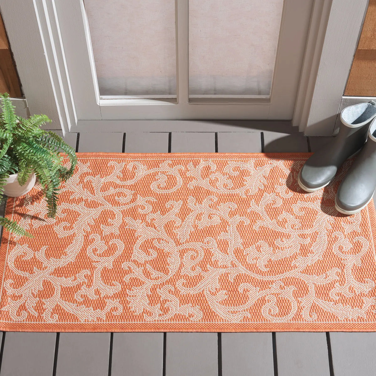 Safavieh Courtyard 2'-0" x 3'-7" Rug in Terracotta / Natural