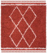 Safavieh Pro Lux Shag 400 6'-7" x 6'-7" Rug in Rust / Creme