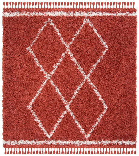 Safavieh Pro Lux Shag 400 6'-7" x 6'-7" Rug in Rust / Creme