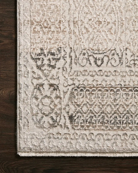 Loloi Homage Hom-05 Ivory/Silver Rugs - corner on wood