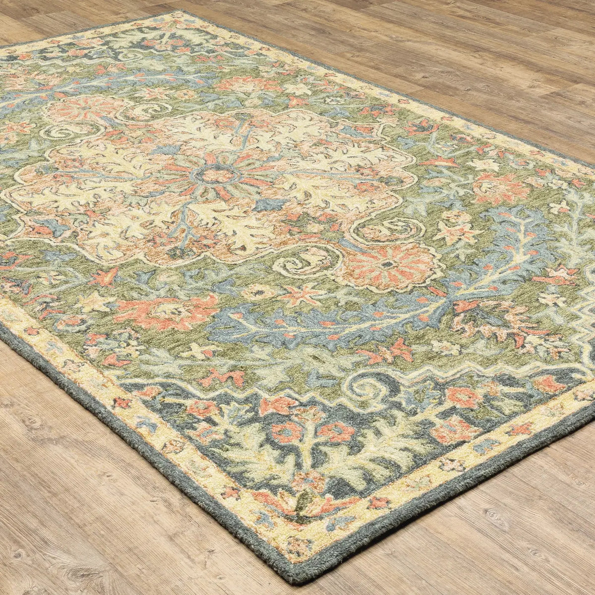 Oriental Weavers Sphinx Alfresco 28401 Blue / Green Rugs - angle detail