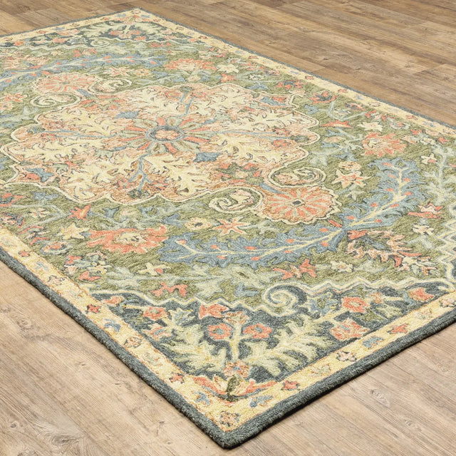 Oriental Weavers Sphinx Alfresco 28401 Blue / Green Rugs - angle detail