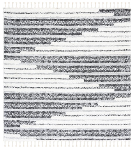 Safavieh Moroccan Tassel Shag 6'-7" x 6'-7" Rug in Dark Grey / Ivory
