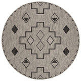 Safavieh Courtyard 5'-3" x 5'-3" Rug in Grey / Black