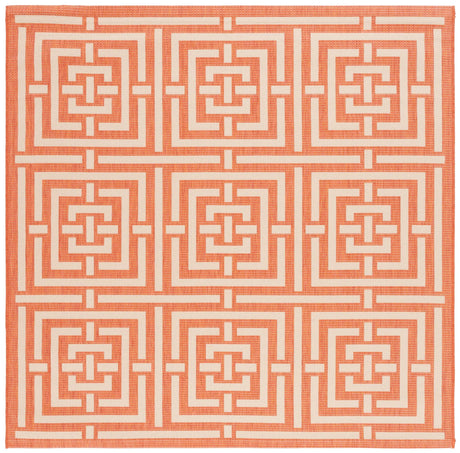 Safavieh Courtyard 6'-7" x 6'-7" Rug in Terracotta / Cream