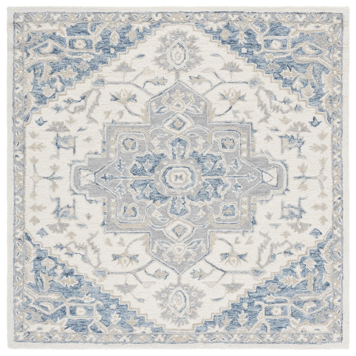 Safavieh Micro-Loop 5'-0" x 5'-0" Rug in Ivory / Navy