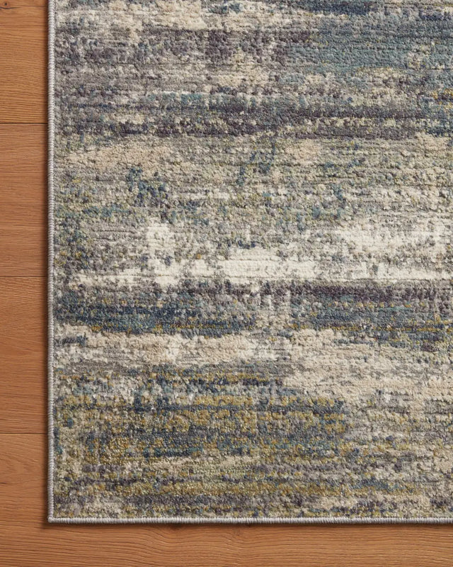 Loloi Arden Ard-05 Granite/Ocean Rug - corner on wood