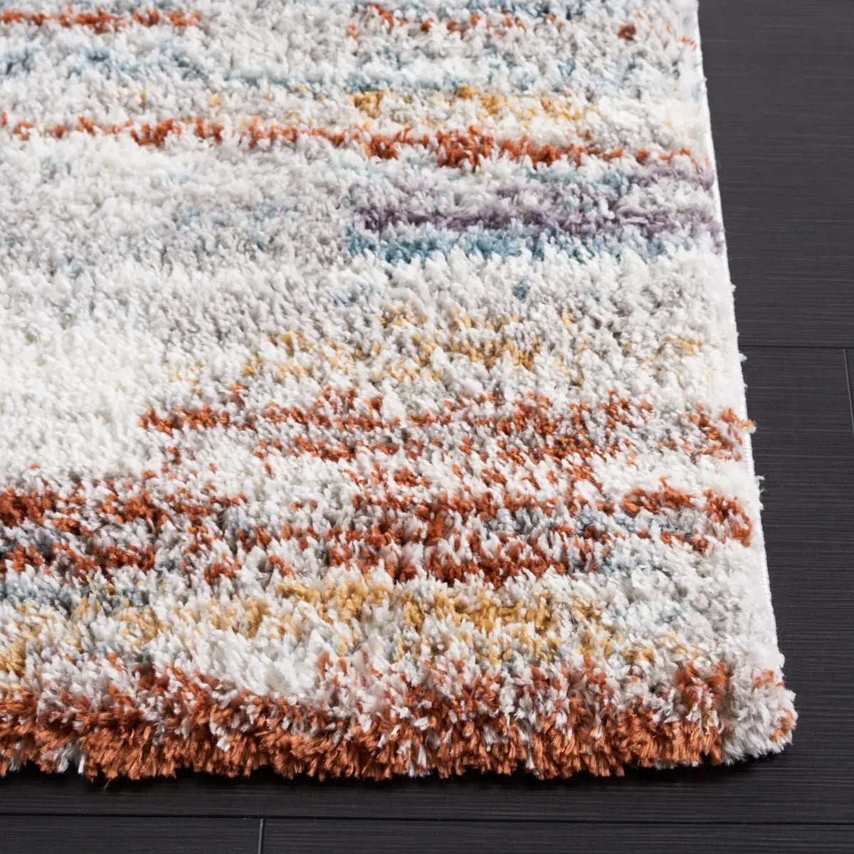 Safavieh Berber Shag 4'-5" x 6'-5" Rug in Blue Rust / Ivory