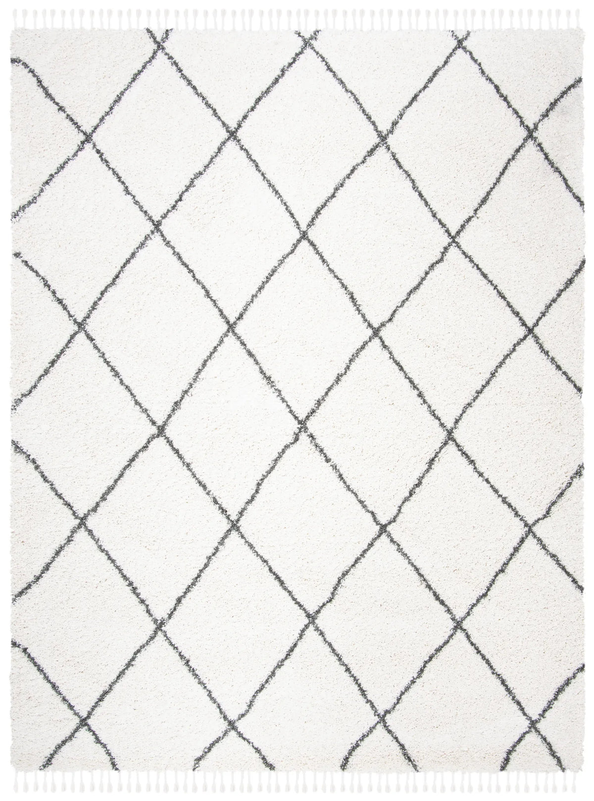 Safavieh Moroccan Fringe Shag 8'-0" x 10'-0" Rug in Ivory / Grey