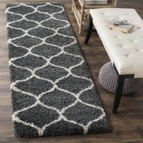 Safavieh Hudson Shag 2'-3" x 10'-0" Rug in Dark Grey / Ivory