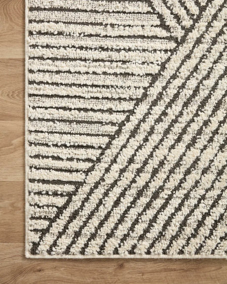 Loloi Fabian Fab-06 Charcoal/Ivory Rug - corner on wood
