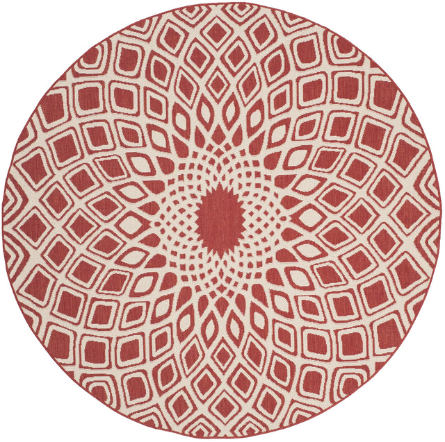 Safavieh Courtyard 6'-7" x 6'-7" Rug in Red / Beige