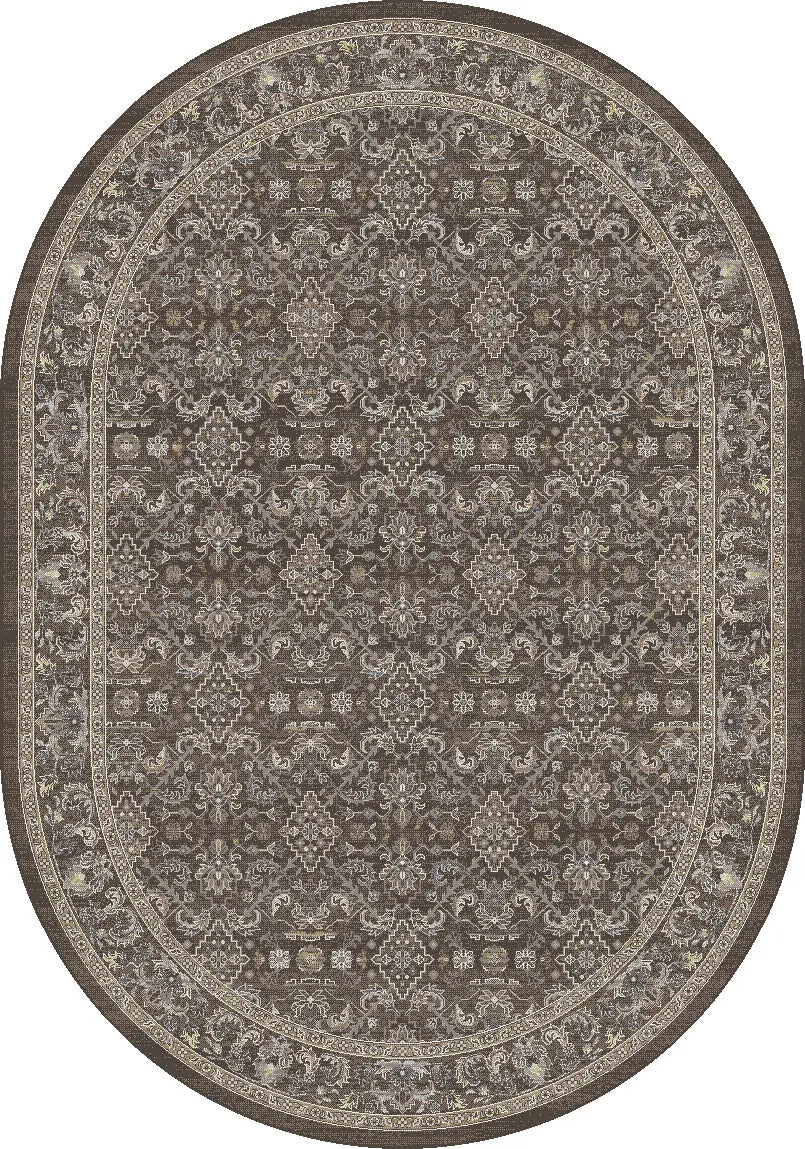 Dynamic Rugs Ancient Garden 57276 Dark Brown/Beige/Blue Rug - Oval