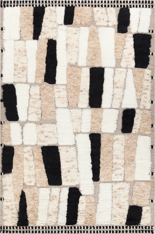 Chandra Arya ARY-57900 Black / Tan / White rug, flat view