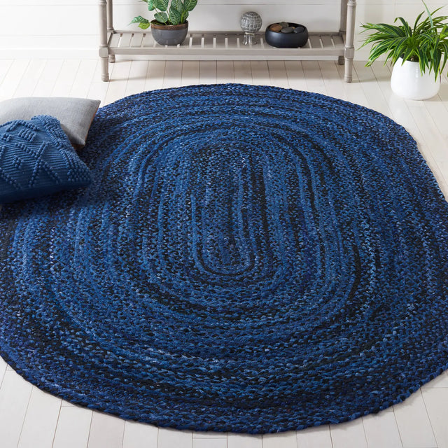 Safavieh Braided 5'-0" x 8'-0" Rug in Navy / Black