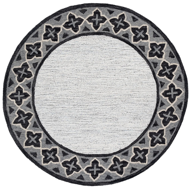 Safavieh Pine 6'-0" x 6'-0" Rug in Charcoal / Ivory