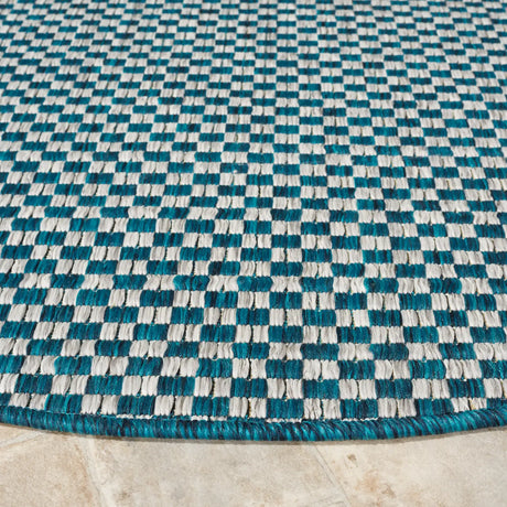 Safavieh Courtyard 5'-3" x 5'-3" Rug in Turquoise / Light Grey