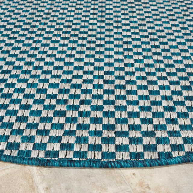 Safavieh Courtyard 5'-3" x 5'-3" Rug in Turquoise / Light Grey
