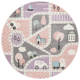 Safavieh Carousel Kids 100 6'-7" x 6'-7" Rug in Grey / Pink