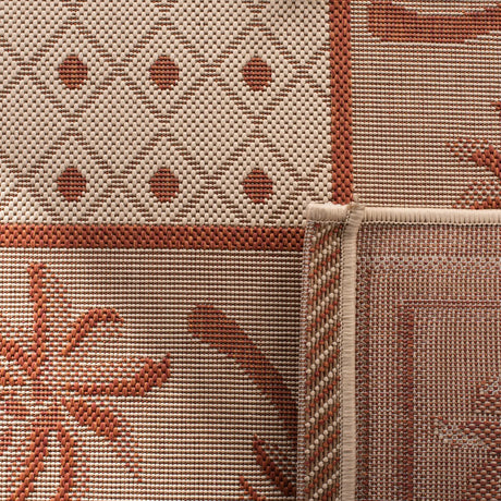 Safavieh Courtyard 4'-0" x 5'-7" Rug in Ivory / Rust