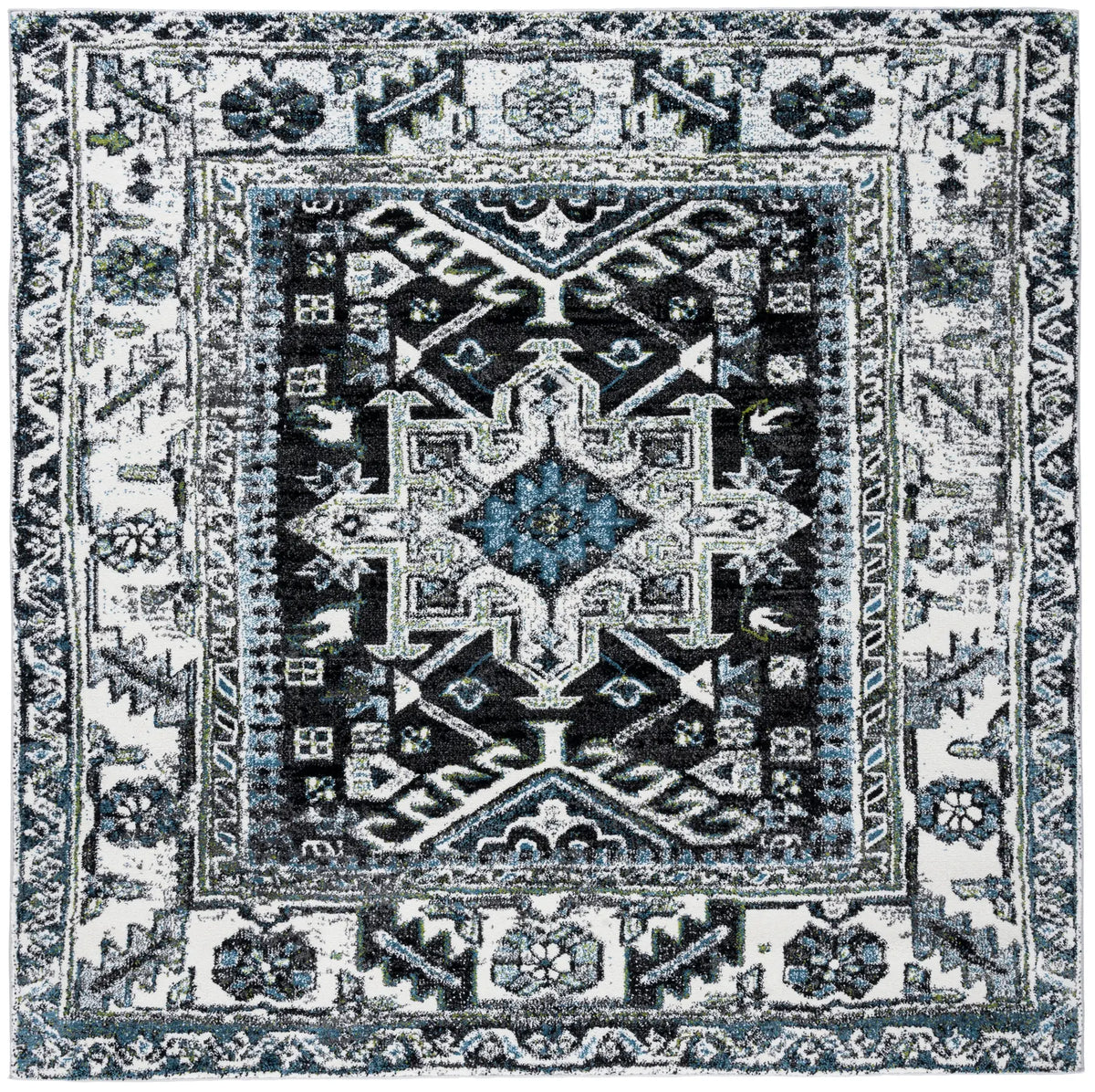 Safavieh Vintage Hamadan 6'-7" x 6'-7" Rug in Dark Grey / Ivory