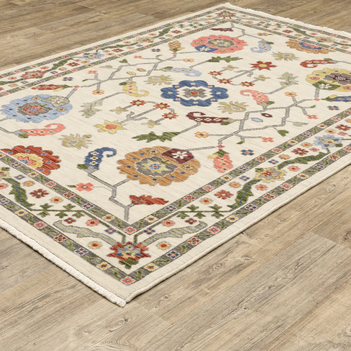 Oriental Weavers Lucca 5506W Ivory/ Multi Rug - angle detail