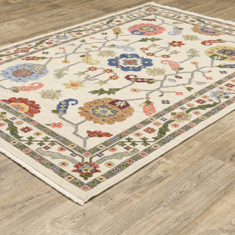 Oriental Weavers Lucca 5506W Ivory/ Multi Rug - angle detail