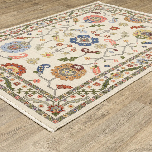Oriental Weavers Lucca 5506W Ivory/ Multi Rug - angle detail