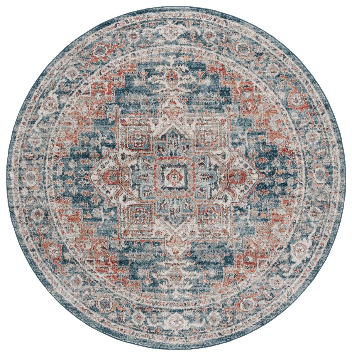 Safavieh Vintage Tabriz 6'-7" x 6'-7" Rug in Blue / Rust
