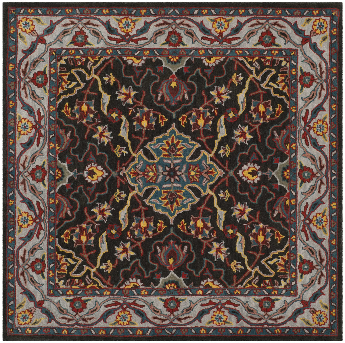Safavieh Heritage 6'-0" x 6'-0" Rug in Charcoal / Ivory