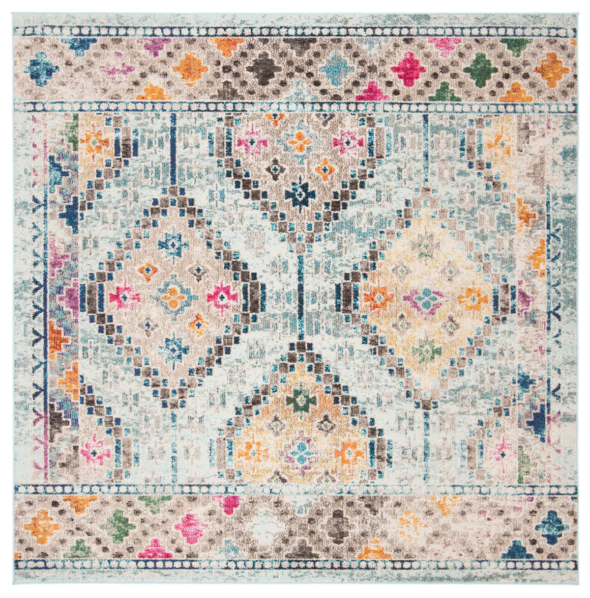 Safavieh Madison 6'-7" x 6'-7" Rug in Blue / Yellow