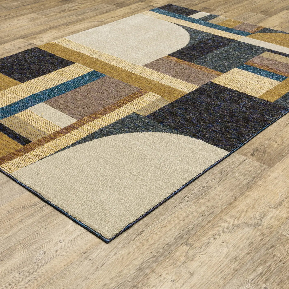 Oriental Weavers Sphinx Strada Str01 Gold/ Blue Rugs - angle detail