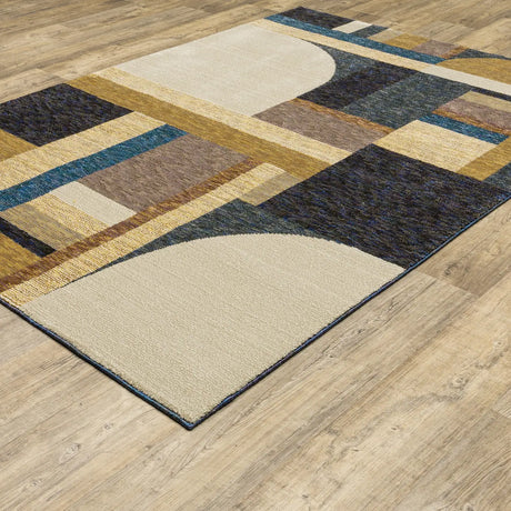 Oriental Weavers Sphinx Strada Str01 Gold/ Blue Rugs - angle detail