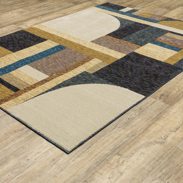 Oriental Weavers Sphinx Strada Str01 Gold/ Blue Rugs - angle detail
