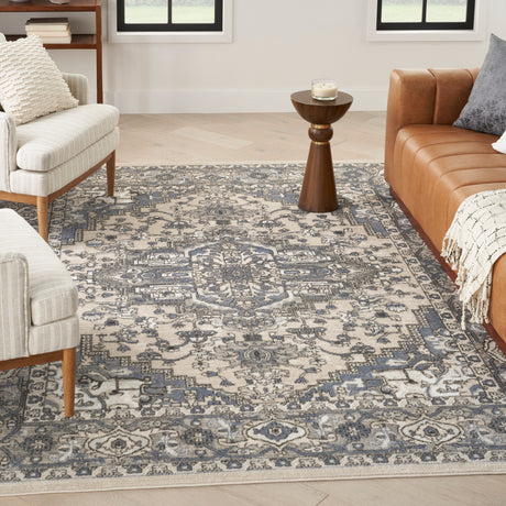 Nourison Quarry Qua05 Ivory Blue Area Rug