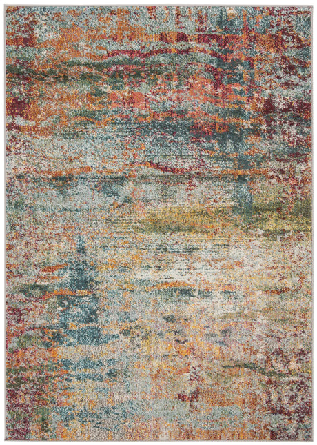 Safavieh Monaco 4'-0" x 5'-7" Rug in Teal / Orange