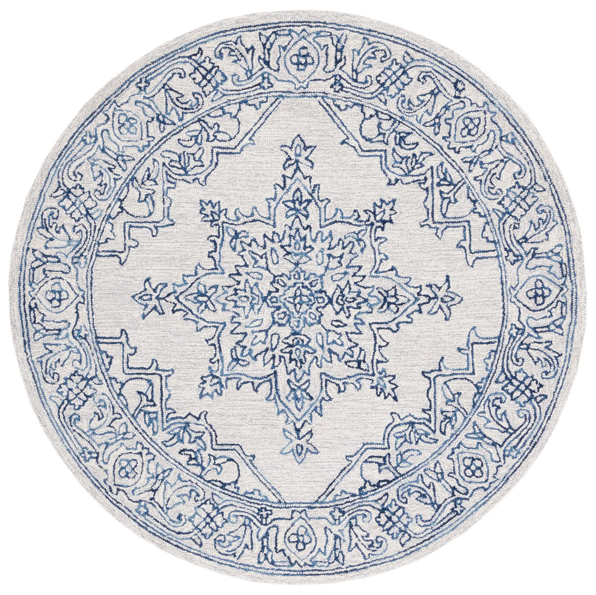 Safavieh Micro-Loop 5'-0" x 5'-0" Rug in Ivory / Blue