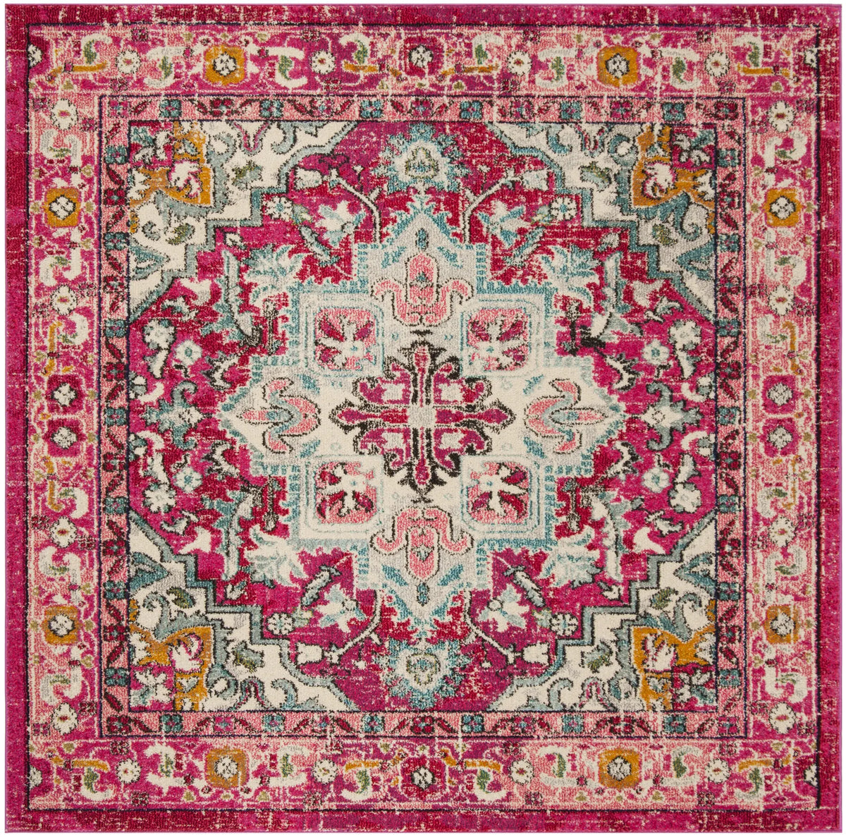 Safavieh Monaco 6'-7" x 6'-7" Rug in Fuchsia / Light Blue