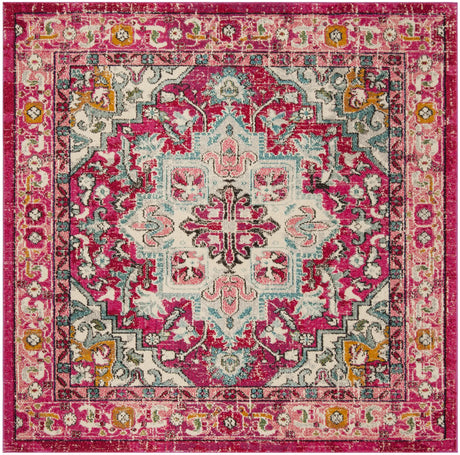 Safavieh Monaco 6'-7" x 6'-7" Rug in Fuchsia / Light Blue