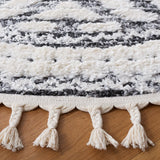 Safavieh Moroccan Tassel Shag 6'-7" x 6'-7" Rug in Ivory / Grey