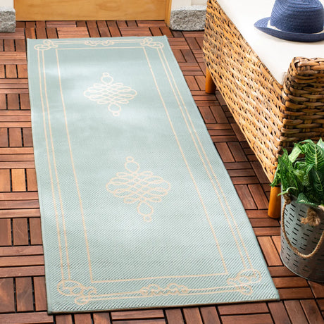 Safavieh Courtyard 2'-3" x 6'-7" Rug in Aqua / Cream