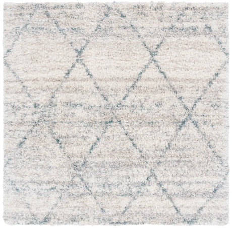 Safavieh Fontana Shag  800 6'-7" x 6'-7" Rug in Turquoise / Ivory