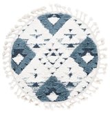 Safavieh Moroccan Tassel Shag 3'-0" x 3'-0" Rug in Blue / Ivory