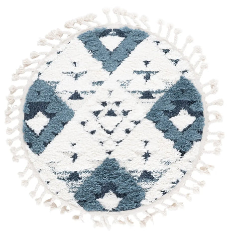Safavieh Moroccan Tassel Shag 3'-0" x 3'-0" Rug in Blue / Ivory