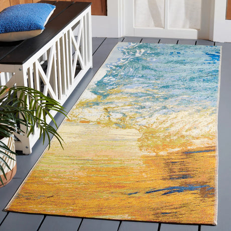 Safavieh Barbados 500 2'-8" x 10'-5" Rug in Blue / Gold